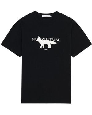Maison Kitsuné Profile Logo-Print T-Shirt - Black