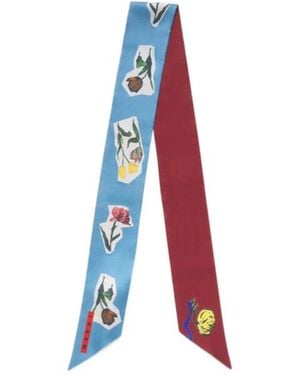 Marni Silk Scarf With Flower Collage - Red