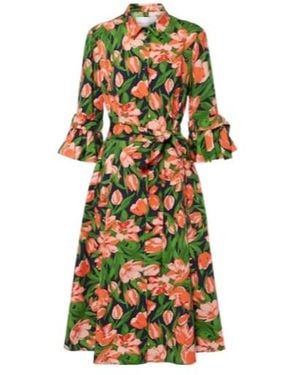 Carolina Herrera Bow-Detail Cotton-Blend Shirt Dress - Green