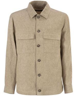 Peserico Patch Pocket Linen Jacket - Natural