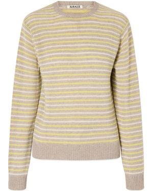 AURALEE Lightweight Crew Neck Knit Top - Natural