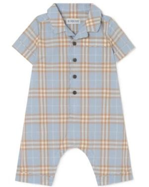 Burberry Check Cotton Playsuit - Blue