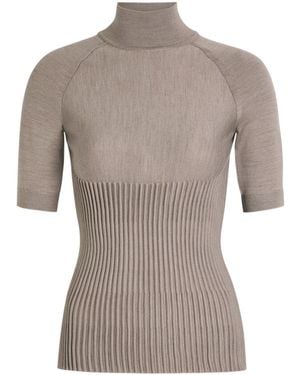 Alaïa Ribbed Wool-Blend Top - Gray