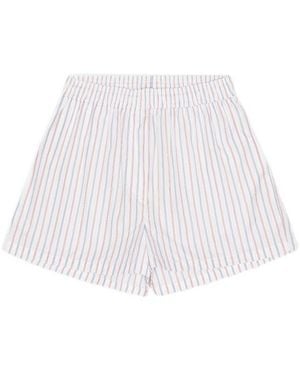 REMAIN Birger Christensen Striped Poplin Shorts - White