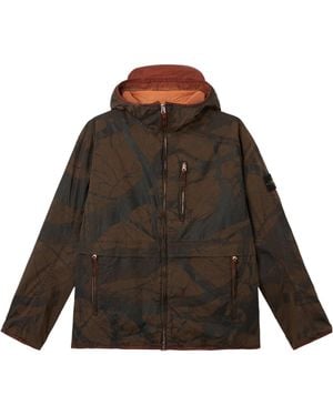 Stone Island Printed Padded Hooded Jacket - Brown