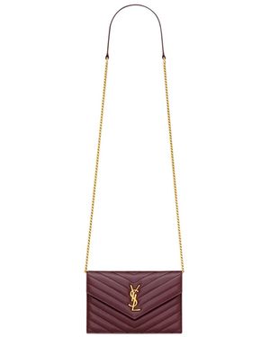 Saint Laurent Envelope Cassandre Chain Wallet - White