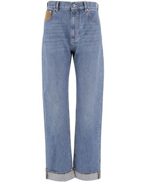 Bottega Veneta Turn-Up Hem Denim Trousers - Blue