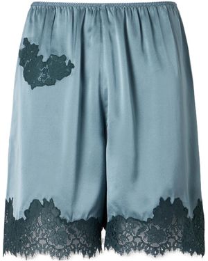 Doen Silk Lace Trim Shorts - Blue