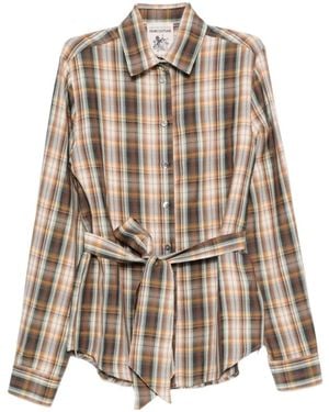 Semicouture Plaid Shirt With Tie-Front Detail - Multicolor