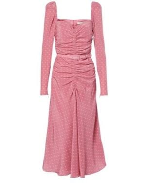 Alessandra Rich Polka-Dot Silk Maxi Dress - Pink