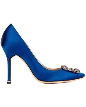 Manolo Blahnik Hangisi 105 Silk-Satin Pumps - Blue