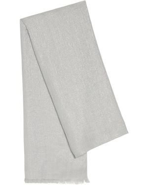 Brunello Cucinelli Lamé Cashmere-Blend Scarf - White