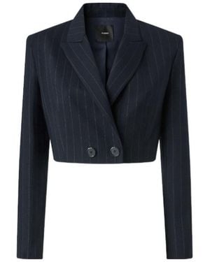 Pinko Double-Breasted Cropped Blazer - Blue