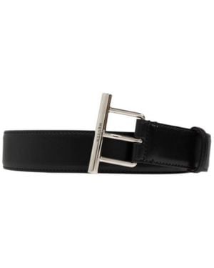 McQueen T-Bar Buckled Logo Engraved Belt - White