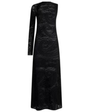 Etro Jacquard Long Dress With Paisley Motif - Black