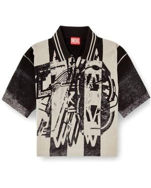 DIESEL M-Oliba Cropped Polo Top - Black
