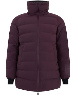 Herno Drawstring Neck Waterproof Quilted Puffer Coat - Purple