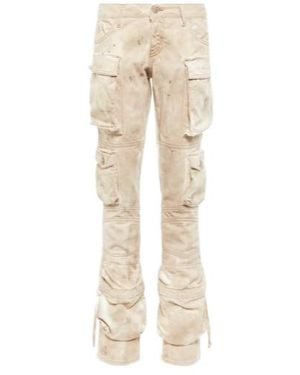 The Attico Low-Rise Denim Cargo Pants - Natural