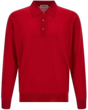 John Smedley Dorset Long-Sleeve Polo Shirt - Red