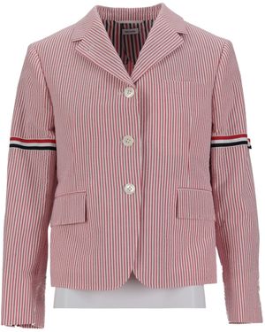 Thom Browne Striped-Pattern Blazer - Pink