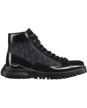 Dior Homme Monogrammed Lace-Up Boots - Black