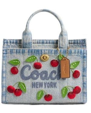 COACH Cargo Tote Bag 20 With Cherry Embroidery - Blue