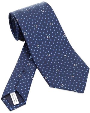 Ferragamo Logo Tie - Blue
