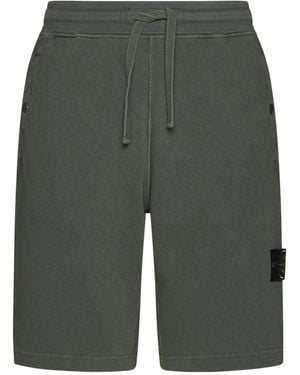 Stone Island Logo Patch Drawstring Bermuda Shorts - Grey
