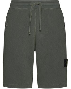 Stone Island Logo Patch Drawstring Bermuda Shorts - Gray