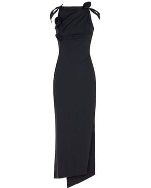 Coperni Floral Draped Maxi Dress - Black