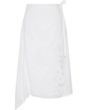 SIR. Lace-Embellished Midi Skirt - White