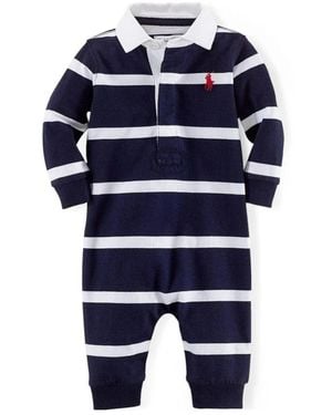 Ralph Lauren Polo Pony-Embroidered Romper - Blue