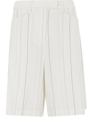 Semicouture Pinstriped Tailored Shorts - White