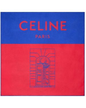 Celine Square Silk Scarf - Red