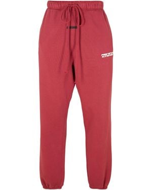 Fear Of God Logo Drawstring Joggers - Red
