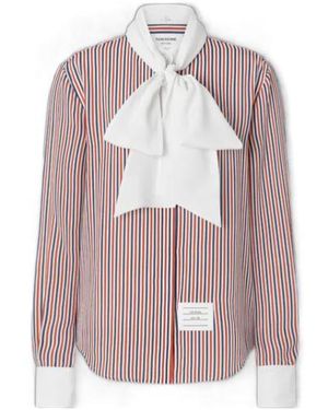 Thom Browne Striped Detachable-Collar Shirt - Pink