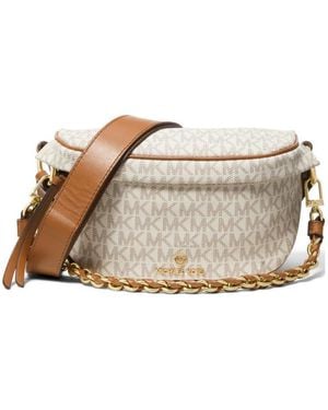 Michael Kors Slater Logo-Print Belt Bag - Natural