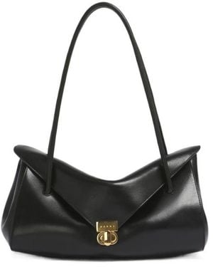 Marni Leather E/W Shoulder Bag - Black