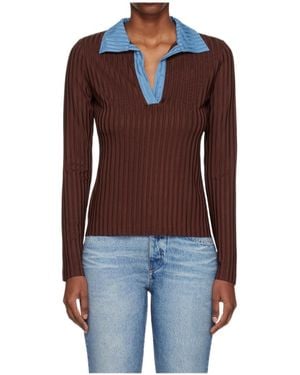 Rag & Bone Long-Sleeved Knit Polo Shirt - Red