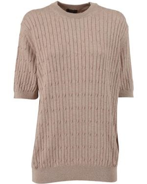 Peserico Ribbed Crew-Neck T-Shirt - Natural