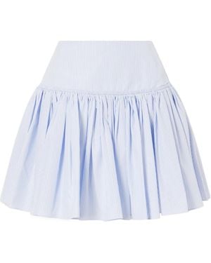Alaïa Striped Ruffled Cotton-Poplin Mini Skirt - Blue