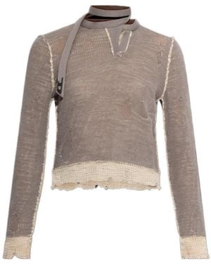 DIESEL M-Dracarina Frayed Knitted Jumper - Grey