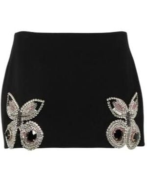 Area Embellished Wool Miniskirt - Black
