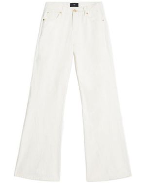 7 For All Mankind Slim Illusion Twisted Seam Spencer Flare - White