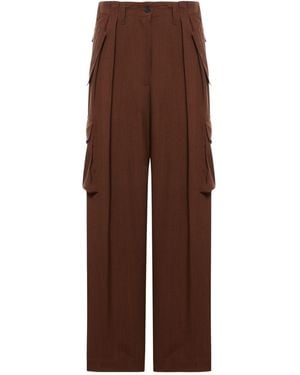 Dries Van Noten Zipped Straight Leg Trousers - Brown