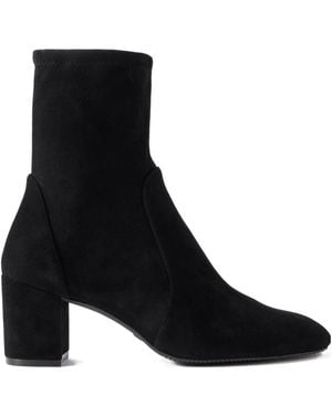Stuart Weitzman Stretch Suede Heeled Ankle Boots - Black
