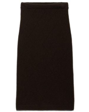 Prada Openwork Cashmere Knit Skirt - Black