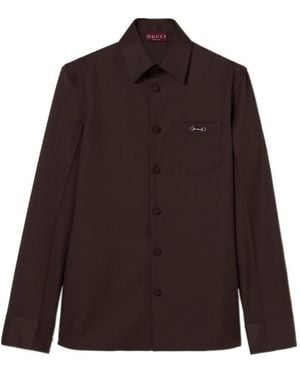Gucci Polyester Twill Shirt With Horsebit - Brown