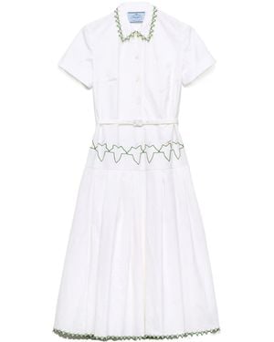Prada Embroidered Old Reps Cloth Dress - White