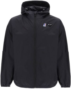 COMME DES GARÇONS PLAY X K-Way Emblem Hooded Jacket - Blue